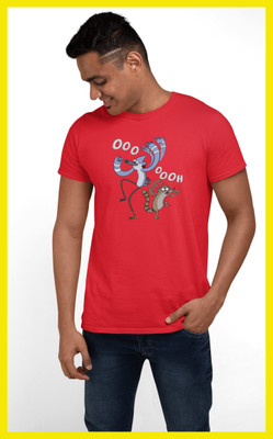 Streetfluencer Printed, Graphic Print Men Round Neck Red T-Shirt
