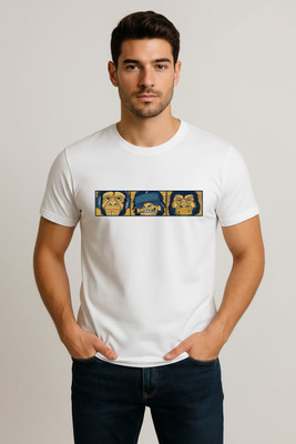 Swaydem Printed, Graphic Print Men Round Neck Reversible White T-Shirt