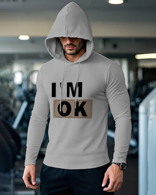 AUSK Printed Men Hooded Neck Grey T-Shirt
