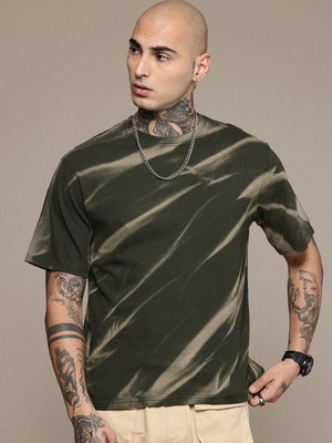 R.Code by The Roadster Life Co. Tie & Dye Men Round Neck Dark Green T-Shirt