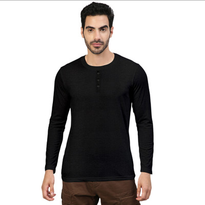 FTX Solid Men Round Neck Black T-Shirt