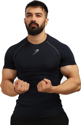 FuaarK Solid Men Round Neck Navy Blue T-Shirt