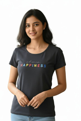 ELIstyles Solid Women Round Neck Red T-Shirt