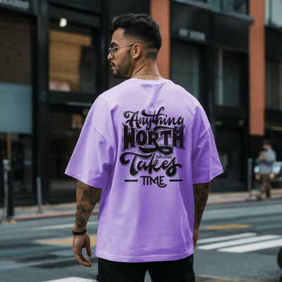 etsun Graphic Print Men Round Neck Purple T-Shirt