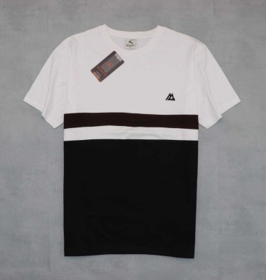 Magneto Striped Men Round Neck White, Black T-Shirt