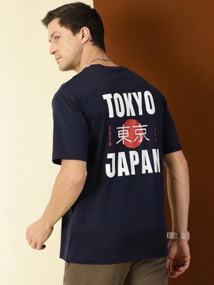 THOMAS SCOTT Printed, Typography Men Round Neck Blue T-Shirt
