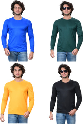 RENU FASHIONS Solid Men Round Neck Multicolor T-Shirt