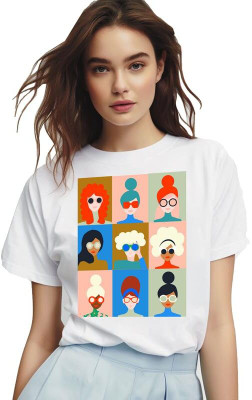 Clori Graphic Print Women Round Neck White T-Shirt