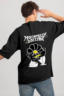 Triptee Printed Men Round Neck Black T-Shirt