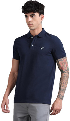 HIBEX POLO Printed Men Polo Neck Navy Blue T-Shirt