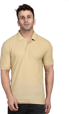 Lakshya Fashions Solid Men Polo Neck Beige T-Shirt