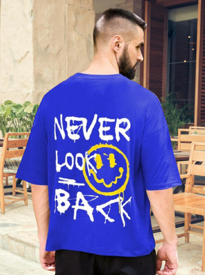 HouseOfCommon Printed Men Round Neck Blue T-Shirt