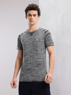 HRX by Hrithik Roshan Solid Men Boat Neck Grey T-Shirt
