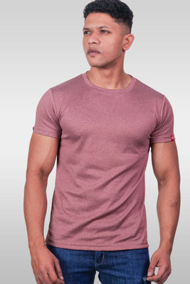Lynx Solid Men Round Neck Maroon T-Shirt