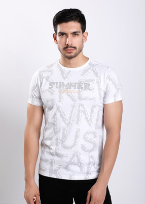 HIGHTRIBE Printed Men Round Neck Green T-Shirt