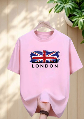 magento Printed Men Round Neck Pink T-Shirt