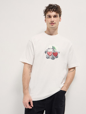 THE BEAR HOUSE Printed Men Round Neck White T-Shirt