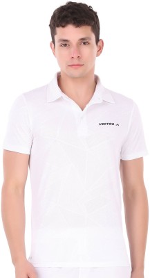 VECTOR X Self Design Men Polo Neck White T-Shirt