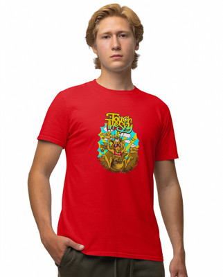 HopOffer Printed, Typography Men Round Neck Red T-Shirt