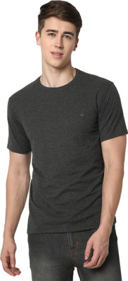 Cotstyle Solid Men Round Neck Grey T-Shirt