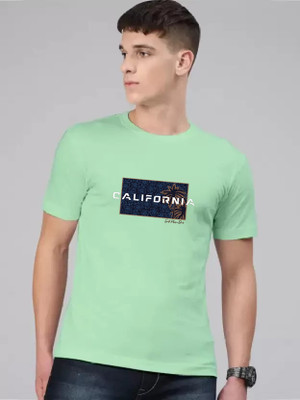 Atiano Printed Men Round Neck Green T-Shirt