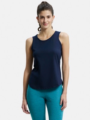 JOCKEY Solid Women Round Neck Blue T-Shirt