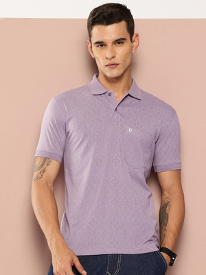UNIBERRY Solid Men Polo Neck Purple T-Shirt