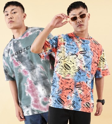 RodZen Printed Men Round Neck Multicolor T-Shirt