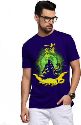 BROTEES Printed Men Round Neck Blue T-Shirt