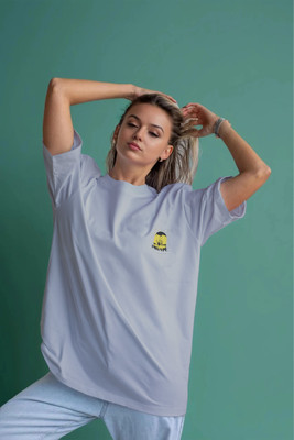 Moda Rapido Solid Women Round Neck Grey T-Shirt