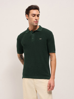 THE BEAR HOUSE Solid Men Polo Neck Green T-Shirt