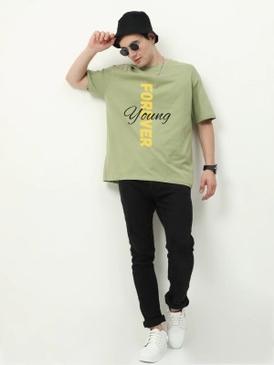 PP Vastram Typography Men Round Neck Green T-Shirt