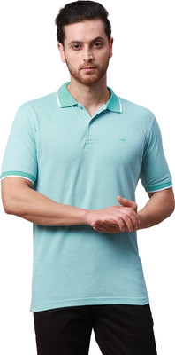 PARK AVENUE Solid Men Polo Neck Light Blue T-Shirt