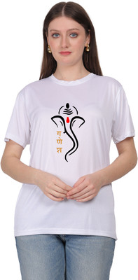 BOOOSTAM PRODUCT Printed Women Round Neck White T-Shirt