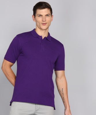 VAN HEUSEN SPORT Solid Men Polo Neck Purple T-Shirt