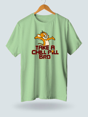 JP Creation Printed Men Round Neck Light Green T-Shirt