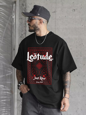 Leotude Printed Men Round Neck Black T-Shirt