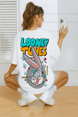 Madilyn Graphic Print Women Round Neck White T-Shirt