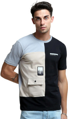 Estilocus Printed Men Round Neck Multicolor T-Shirt