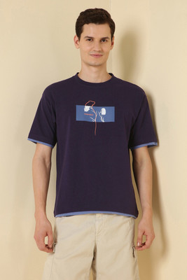 Allen Solly Graphic Print Men Crew Neck Dark Blue T-Shirt