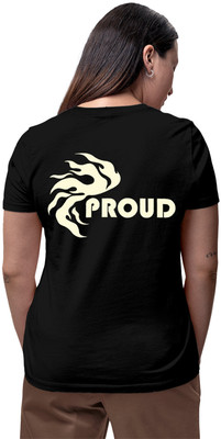 Fighterhero Printed Women Round Neck Black T-Shirt