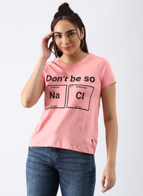 Aditya Birla - abof Printed Women Crew Neck Pink T-Shirt