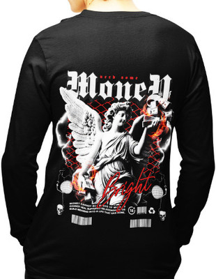 hoshiii Printed Men Round Neck Black T-Shirt