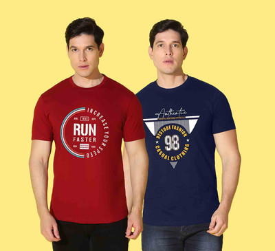 WOOSTRO Typography Men Round Neck Multicolor T-Shirt