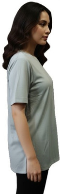 MYo2 Solid Women Round Neck Grey T-Shirt