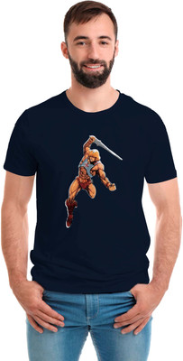 SmarTee Street Geometric Print Men Round Neck Blue T-Shirt