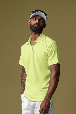 WardrobeChoice Solid Men Crew Neck Light Green T-Shirt