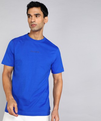 TOMMY HILFIGER Solid Men Crew Neck Blue T-Shirt