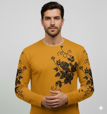 Magpy Printed Men Round Neck Yellow T-Shirt