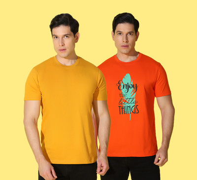 WOOSTRO Printed Men Round Neck Multicolor T-Shirt
